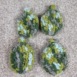 Handmade Reusable Crochet Water Balloons Camo Green Blue Set of 4 Summer Toys